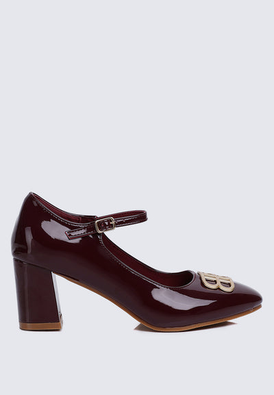 Jane WideFit Comfy Pumps In Burgundy