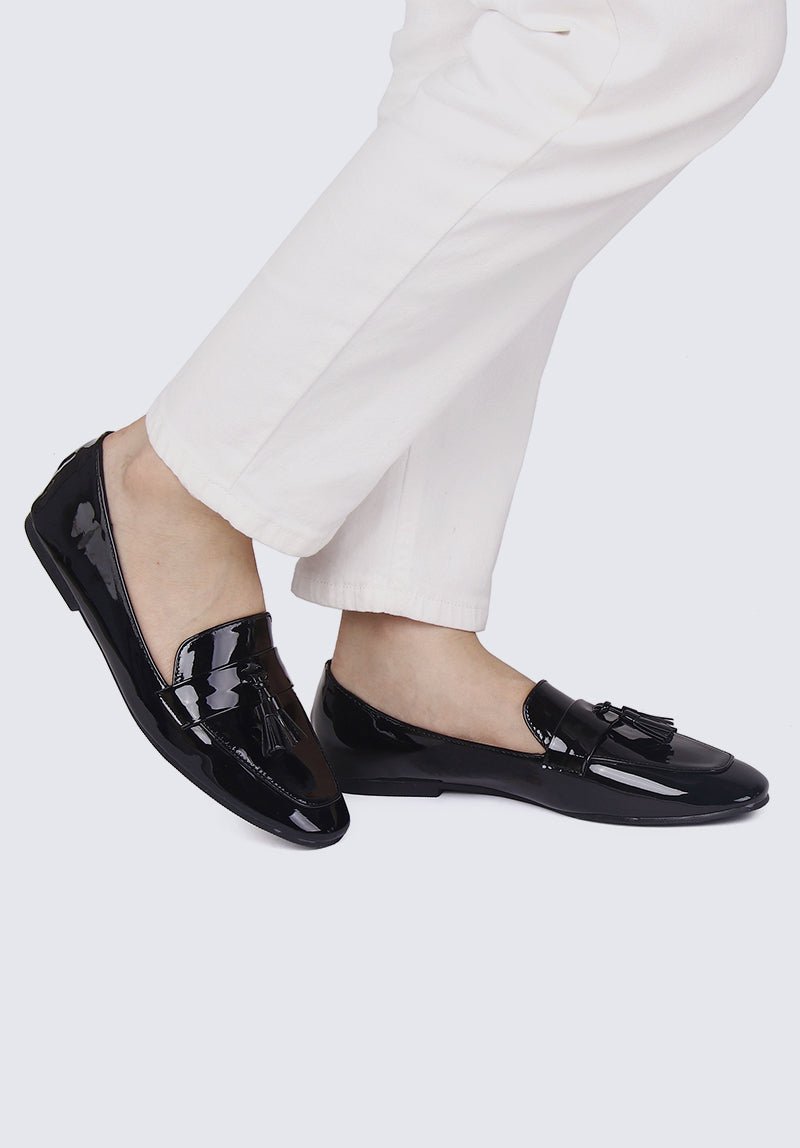 Ada Comfy Loafers In Black - myballerine