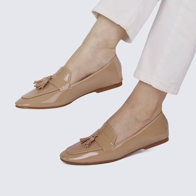 Ada Comfy Loafers In Nude - myballerine