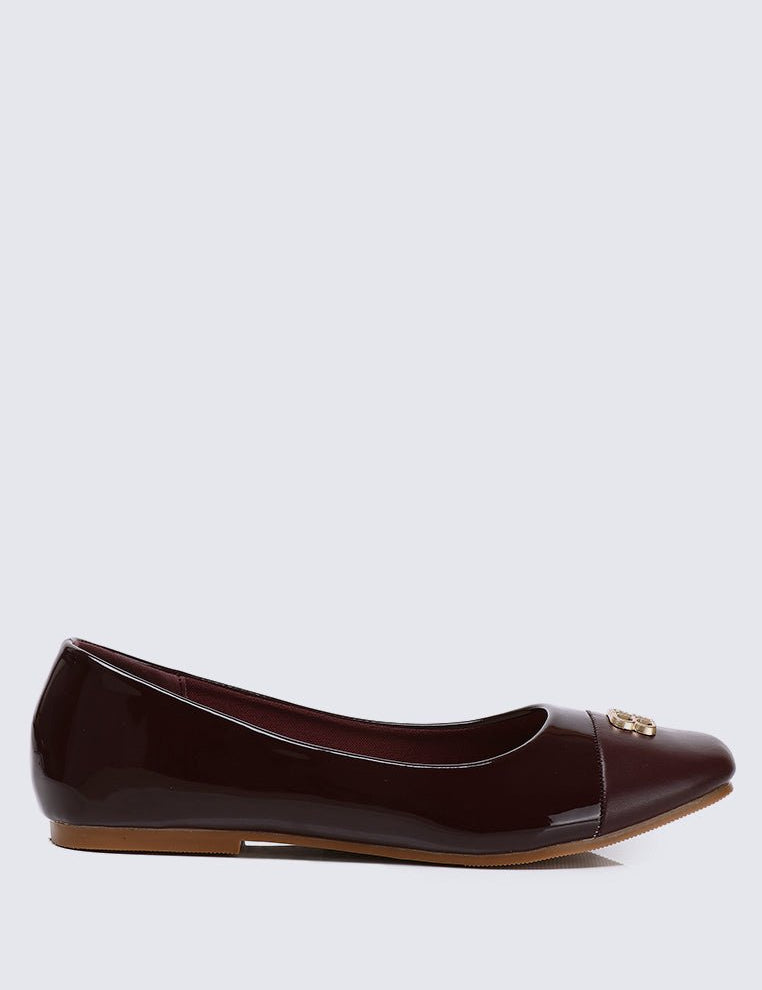 Albee WideFit Comfy Ballerina In BurgundyShoes - myballerine