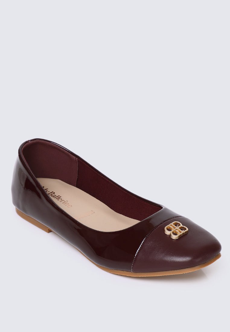 Albee WideFit Comfy Ballerina In BurgundyShoes - myballerine