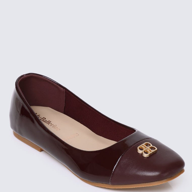 Albee WideFit Comfy Ballerina In BurgundyShoes - myballerine