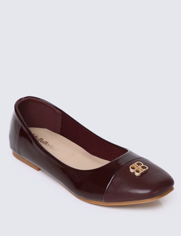 Albee WideFit Comfy Ballerina In BurgundyShoes - myballerine