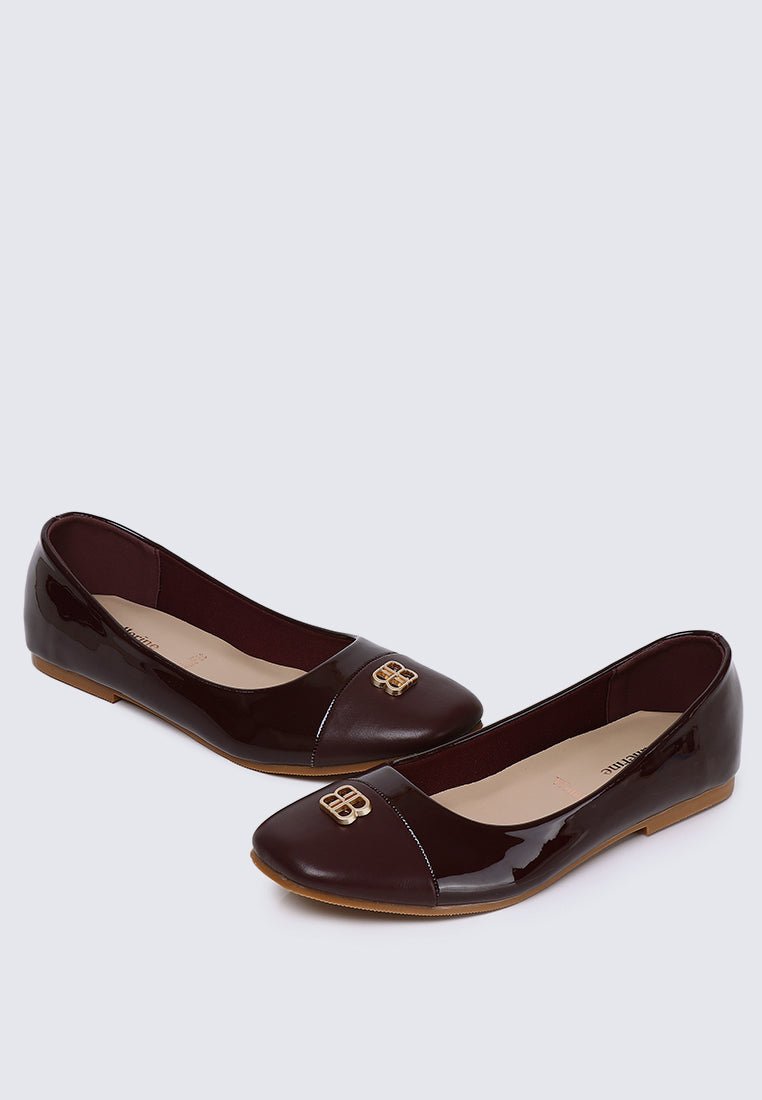 Albee WideFit Comfy Ballerina In BurgundyShoes - myballerine