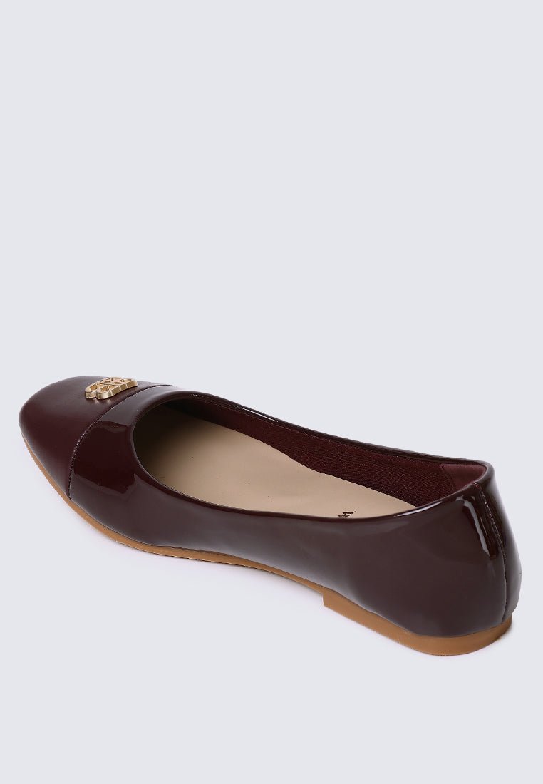 Albee WideFit Comfy Ballerina In BurgundyShoes - myballerine