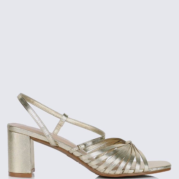 Alma Comfy Heels In Gold - myballerine