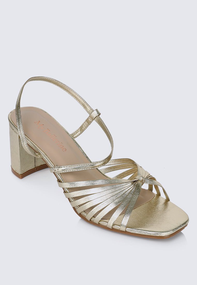 Alma Comfy Heels In Gold - myballerine