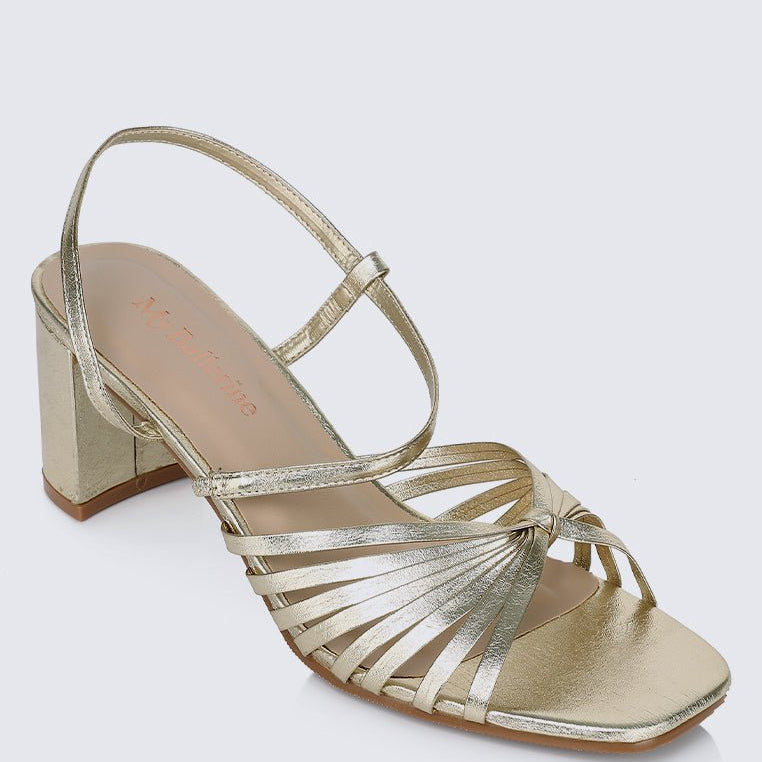 Alma Comfy Heels In Gold - myballerine