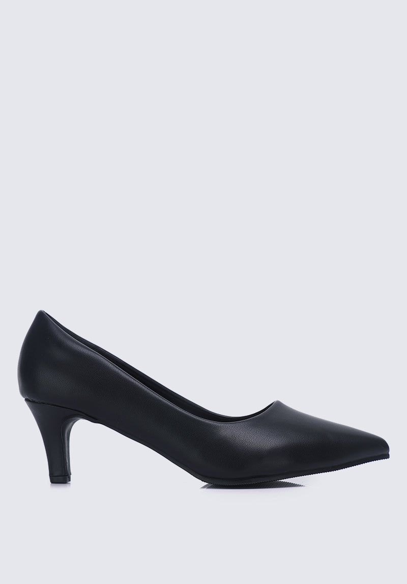 Alvina Wide Feet Comfy Heels In BlackShoes - myballerine