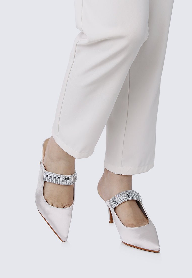 Ambre Comfy Heels In Silver - myballerine