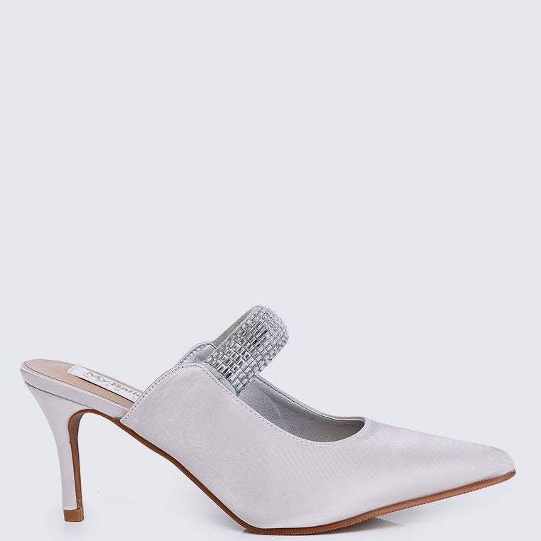 Ambre Comfy Heels In Silver - myballerine