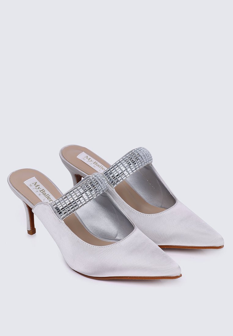 Ambre Comfy Heels In Silver - myballerine