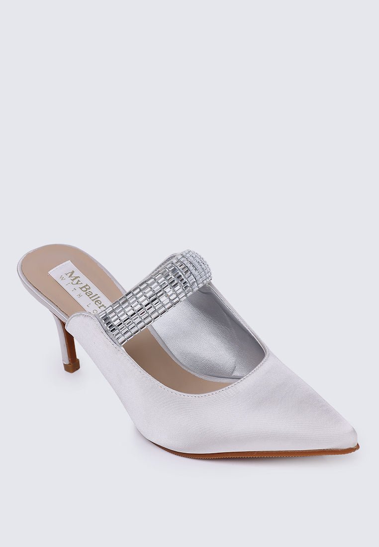 Ambre Comfy Heels In Silver - myballerine