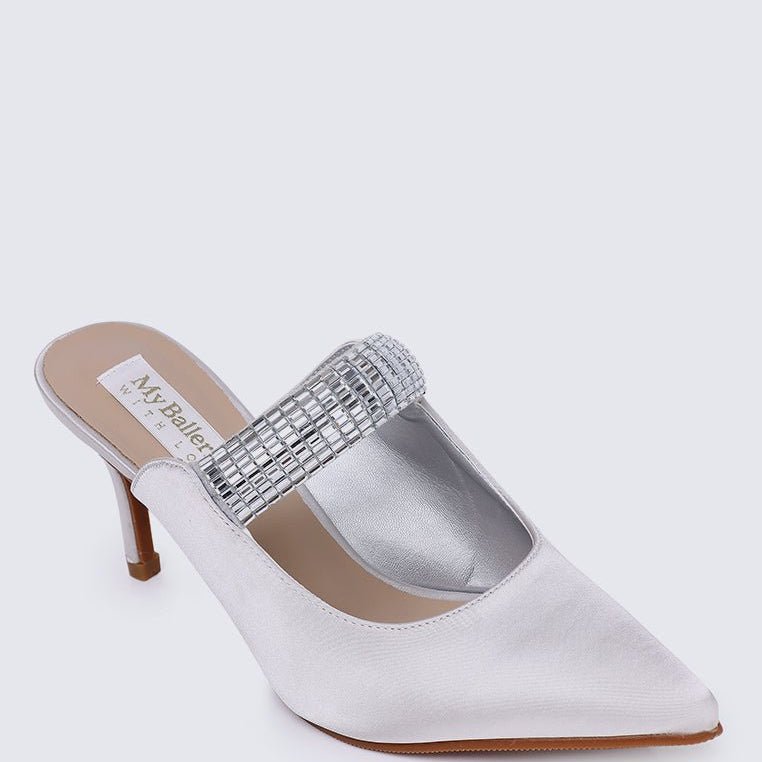 Ambre Comfy Heels In Silver - myballerine