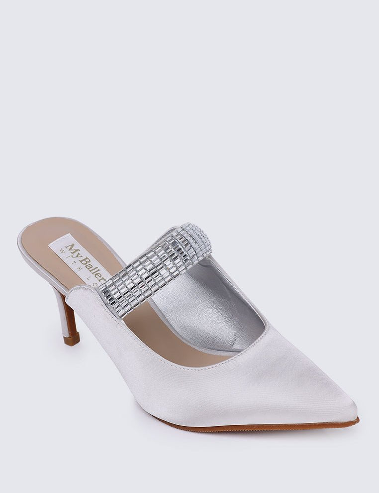 Ambre Comfy Heels In Silver - myballerine