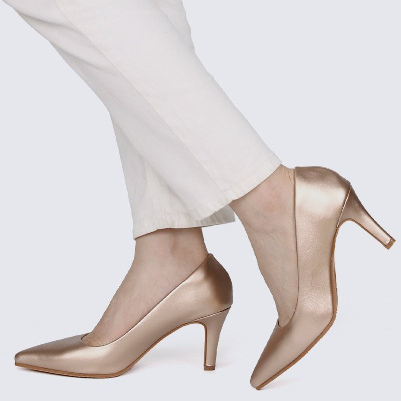 Ashley Comfy Pumps In Rose GoldShoes - myballerine