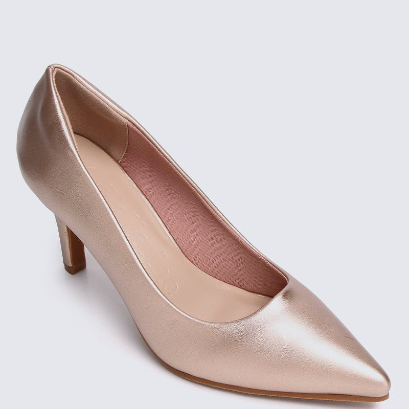 Ashley Comfy Pumps In Rose GoldShoes - myballerine