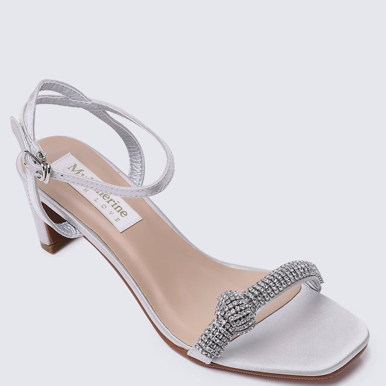 Audrey Comfy Heels In Silver - myballerine