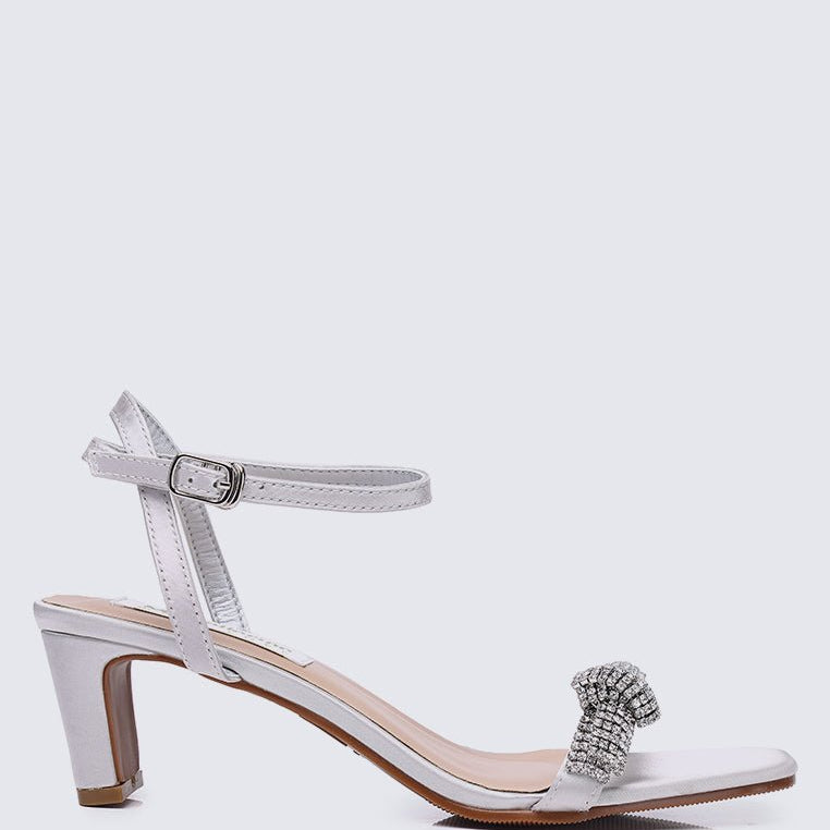 Audrey Comfy Heels In Silver - myballerine