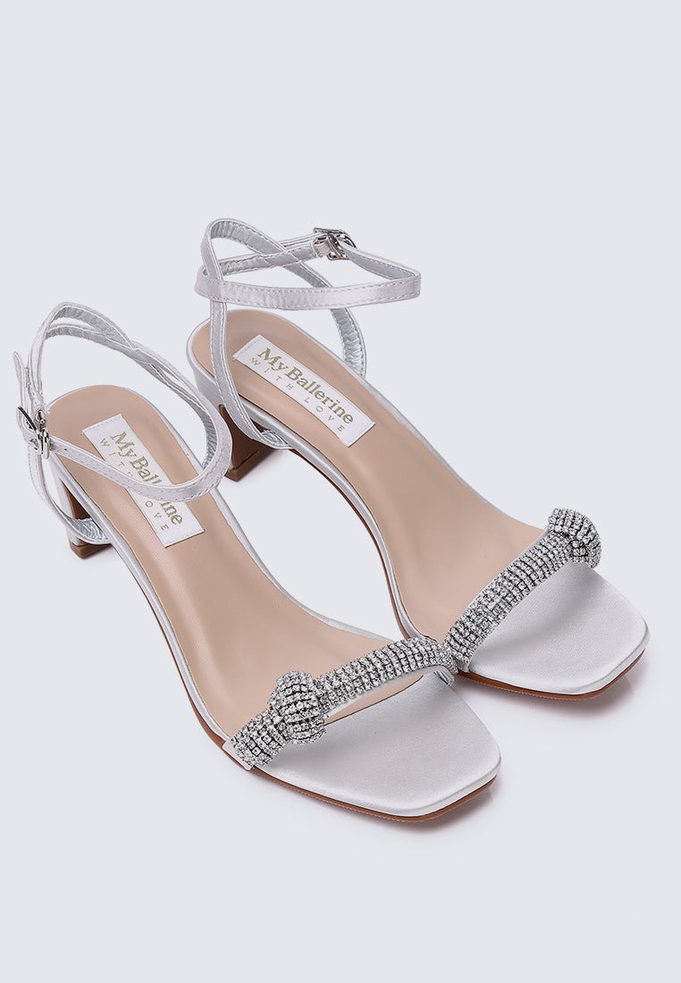 Audrey Comfy Heels In Silver - myballerine