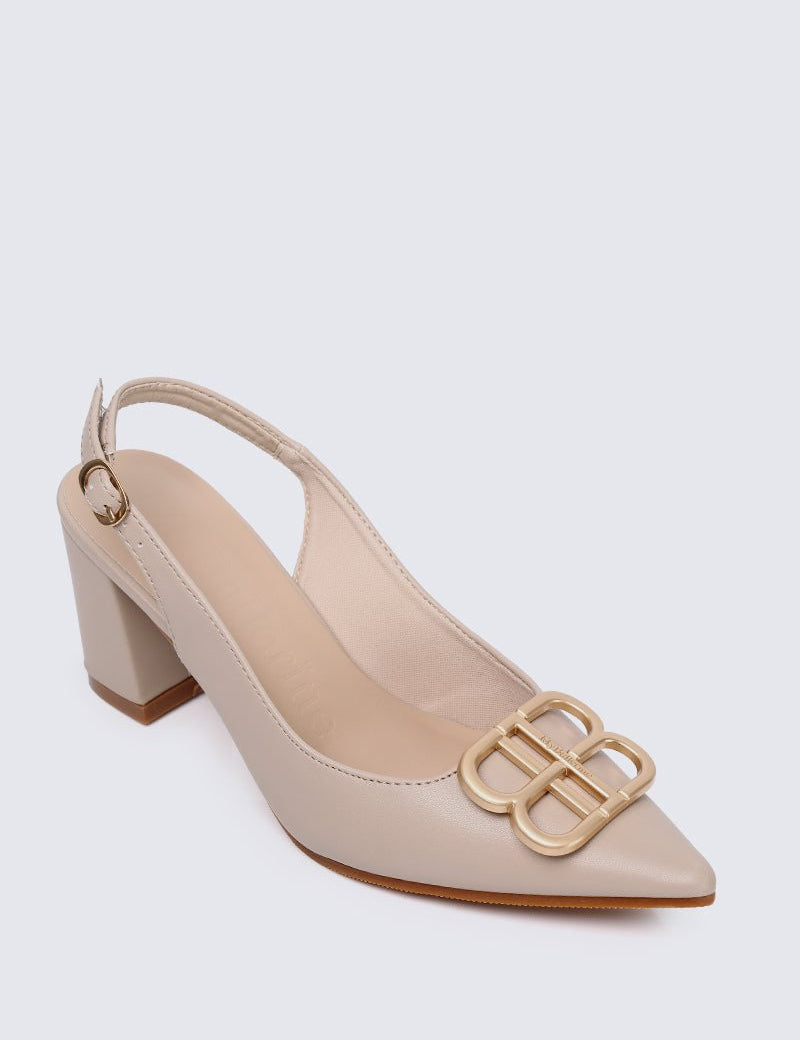 Betsy Comfy Heels In Almond - myballerine