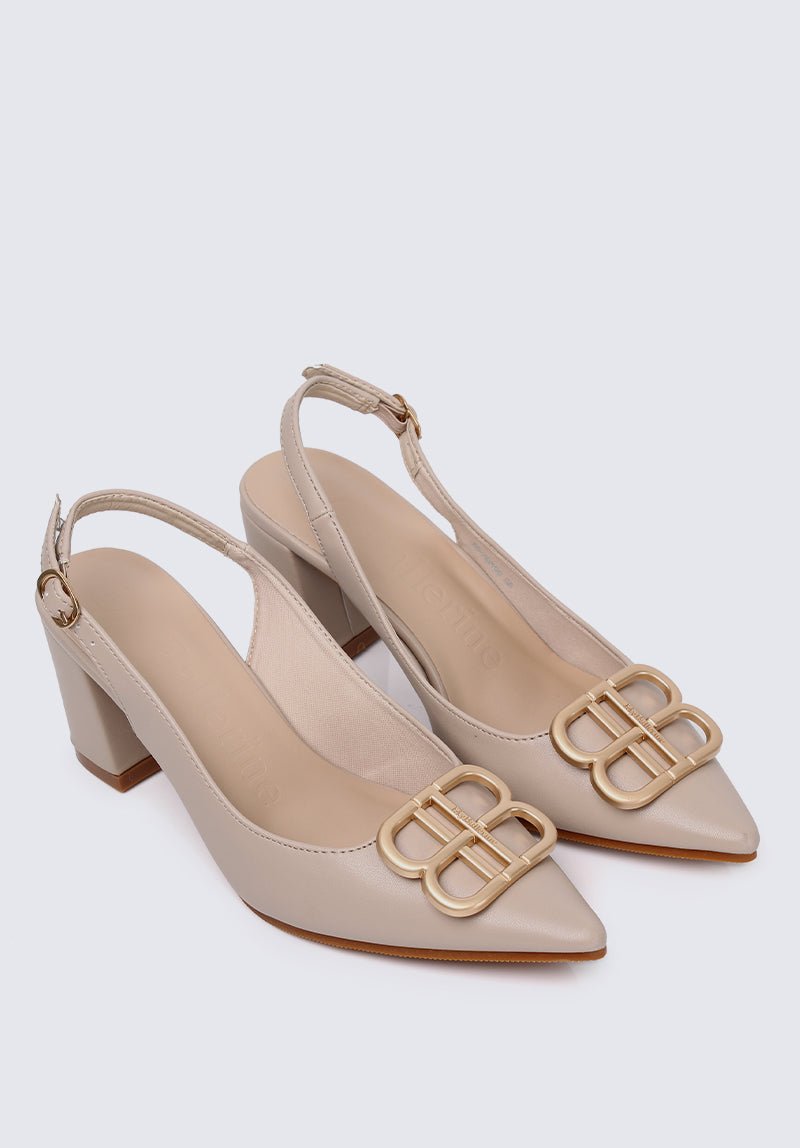 Betsy Comfy Heels In Almond - myballerine