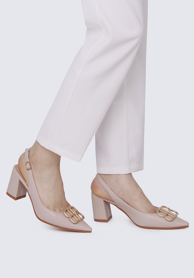 Betsy Comfy Heels In Almond - myballerine