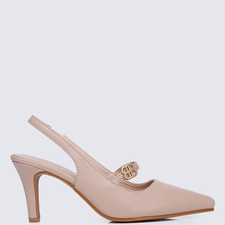 Betty Comfy Heels In Nude Pink - myballerine