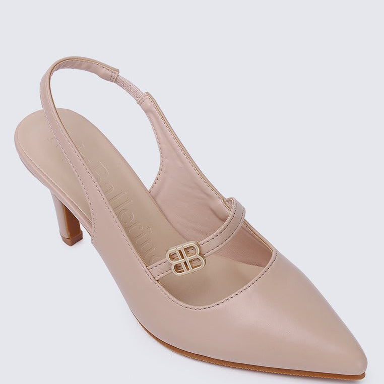 Betty Comfy Heels In Nude Pink - myballerine