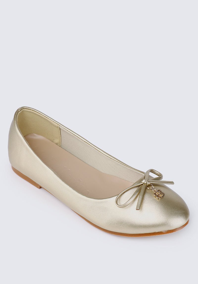 Briony Comfy Ballerina In Gold - myballerine