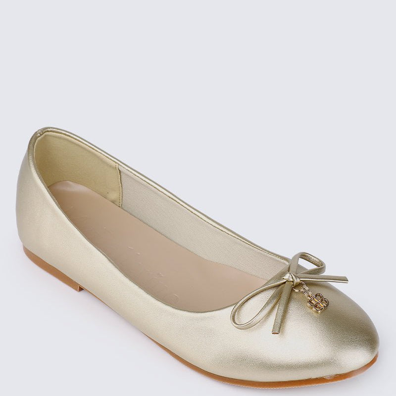 Briony Comfy Ballerina In Gold - myballerine