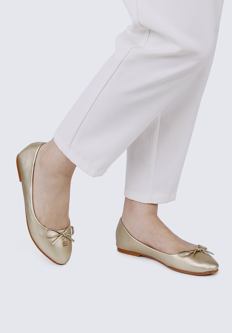 Briony Comfy Ballerina In Gold - myballerine