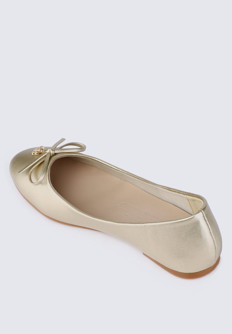 Briony Comfy Ballerina In Gold - myballerine