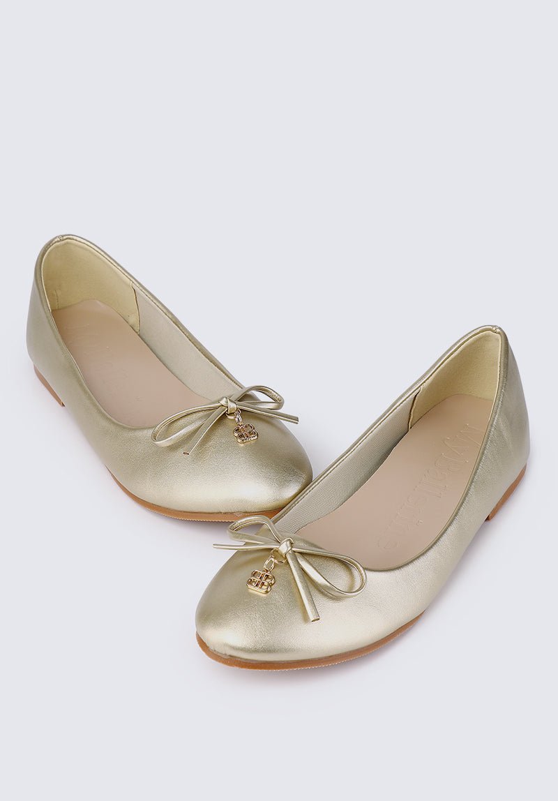 Briony Comfy Ballerina In Gold - myballerine