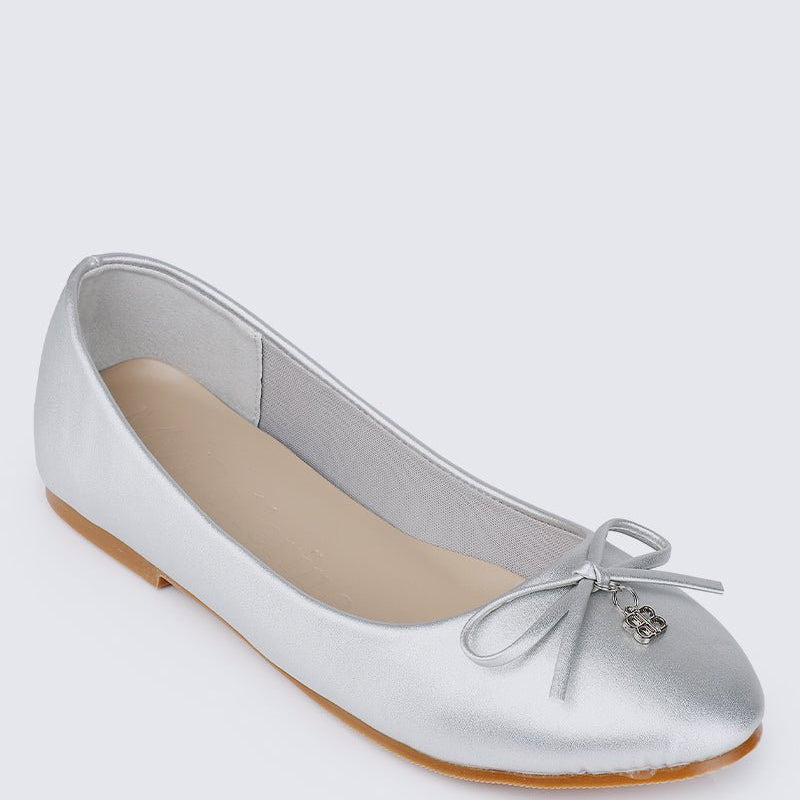 Briony Comfy Ballerina In Silver - myballerine