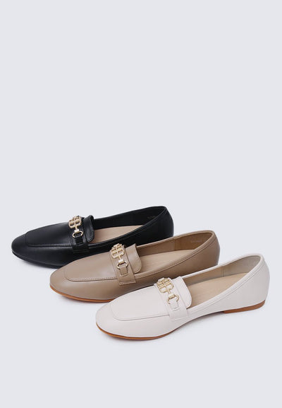 Britt Comfy Loafers In Beige - myballerine