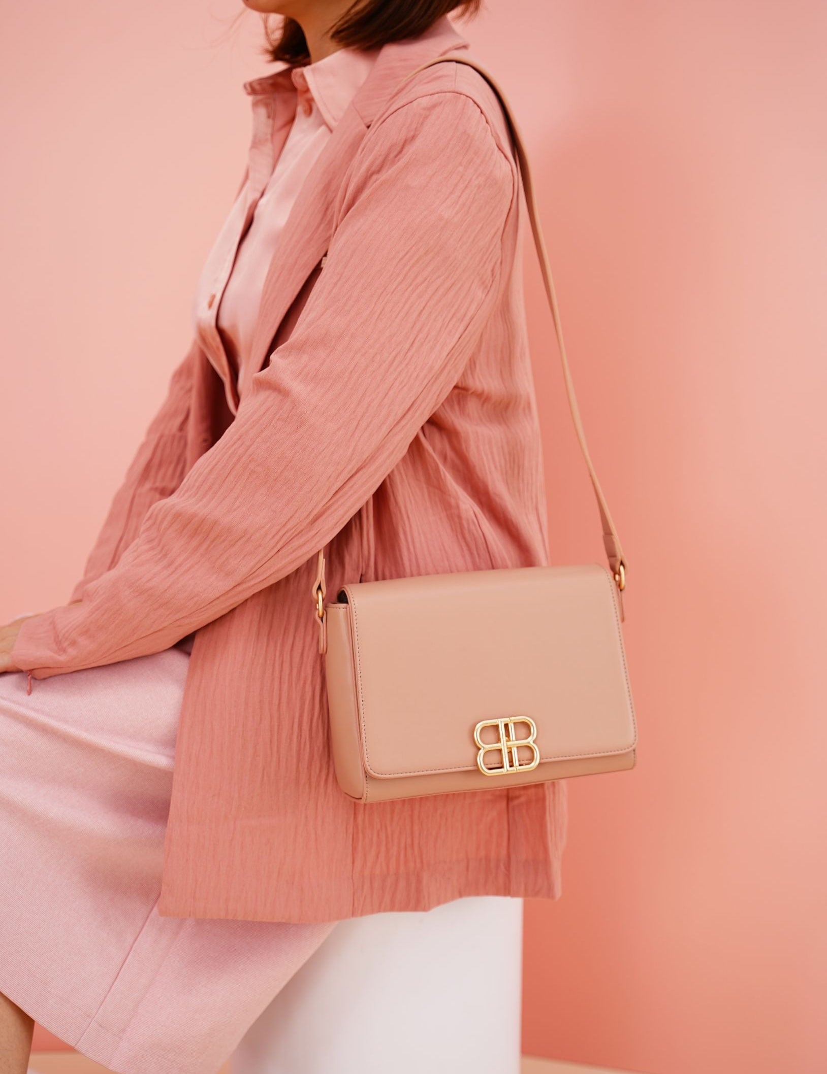 Bryssa Shoulder Bag In Rose - myballerine