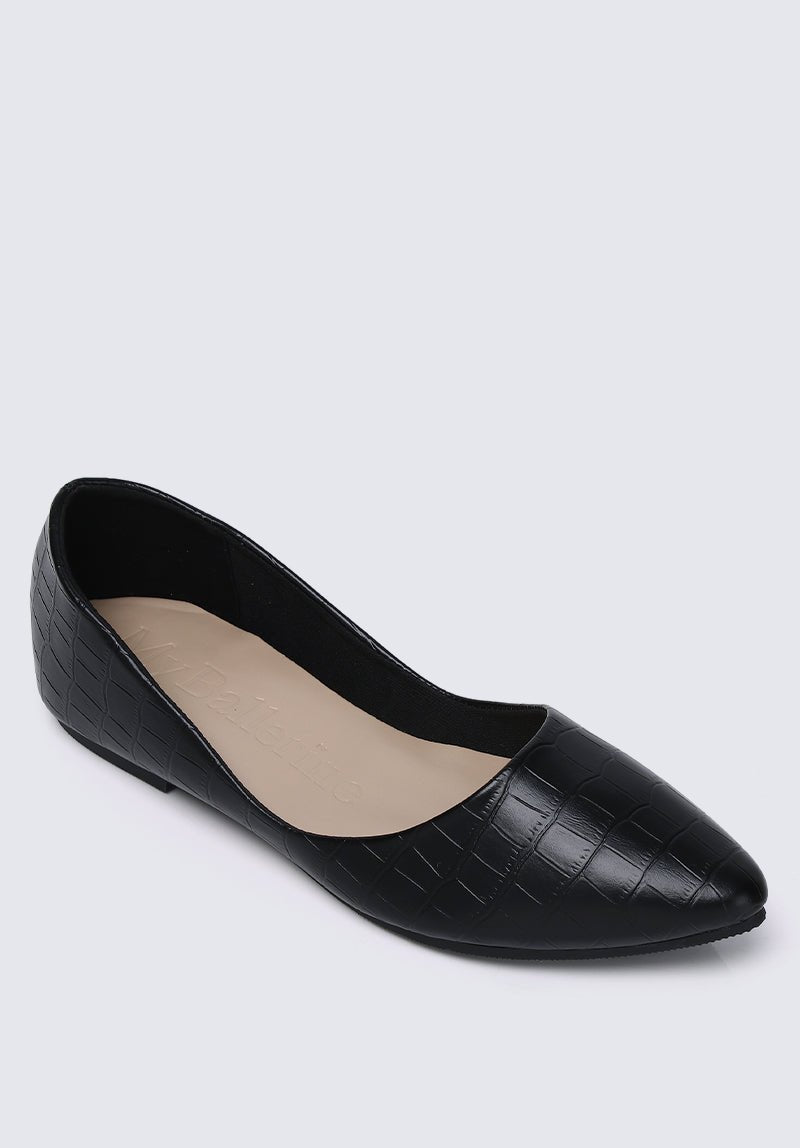 Cece Croc Comfy Ballerina In Black - myballerine