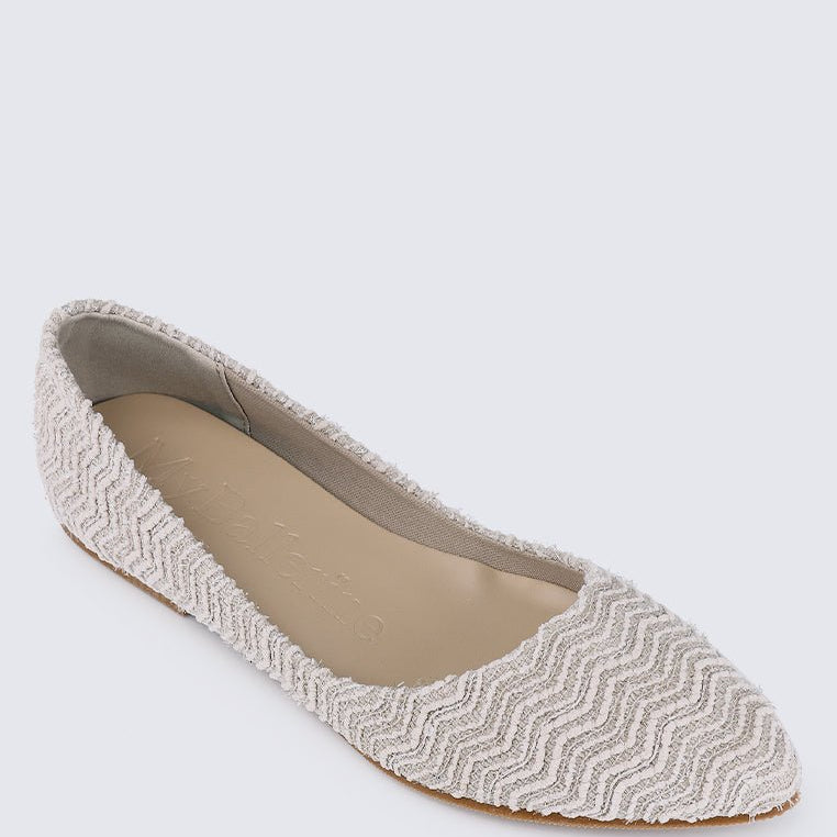 Cece Tweed Comfy Ballerina In BeigeShoes - myballerine