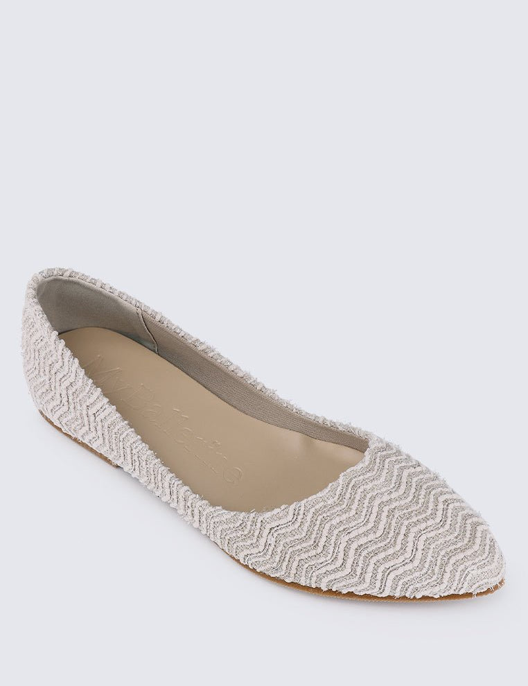 Cece Tweed Comfy Ballerina In BeigeShoes - myballerine