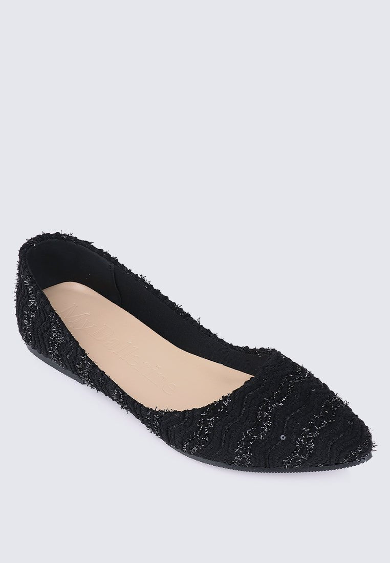 Cece Tweed Comfy Ballerina In BlackShoes - myballerine