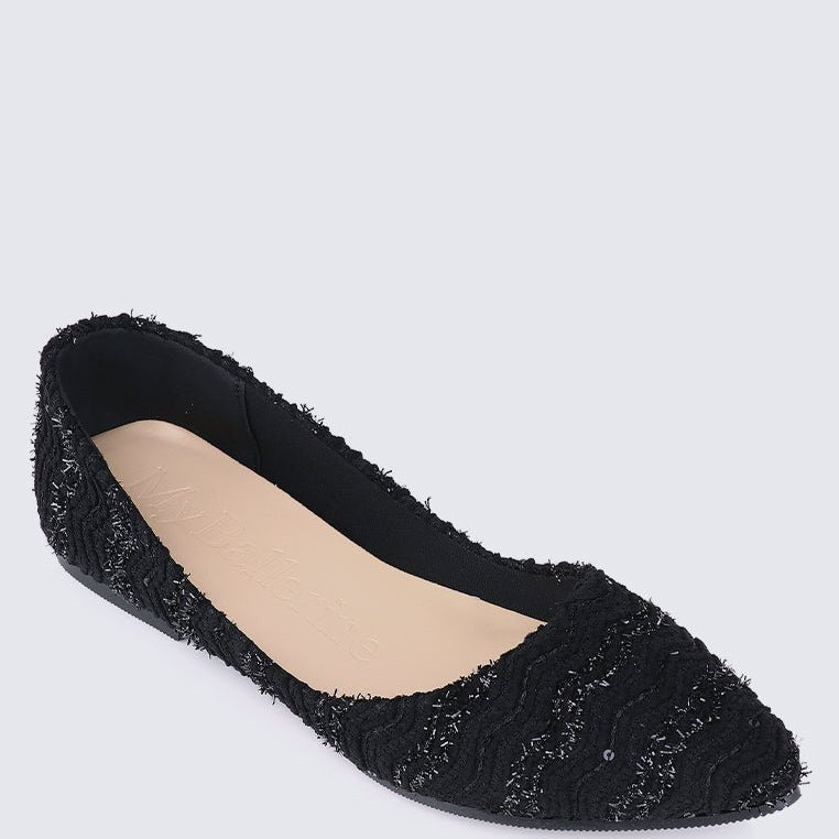 Cece Tweed Comfy Ballerina In BlackShoes - myballerine