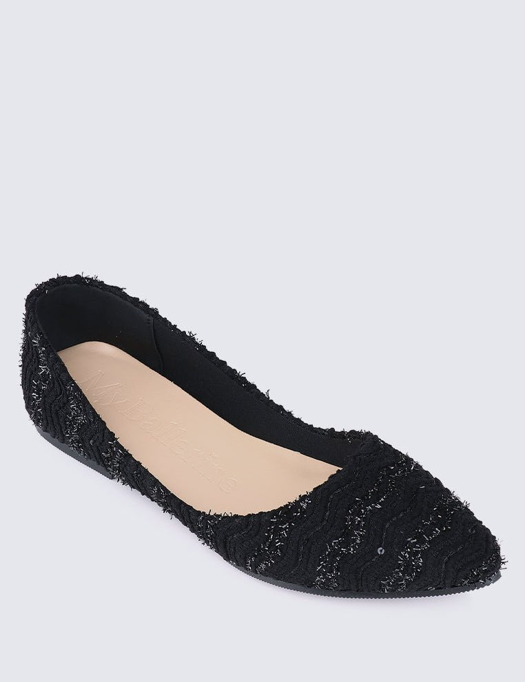 Cece Tweed Comfy Ballerina In BlackShoes - myballerine