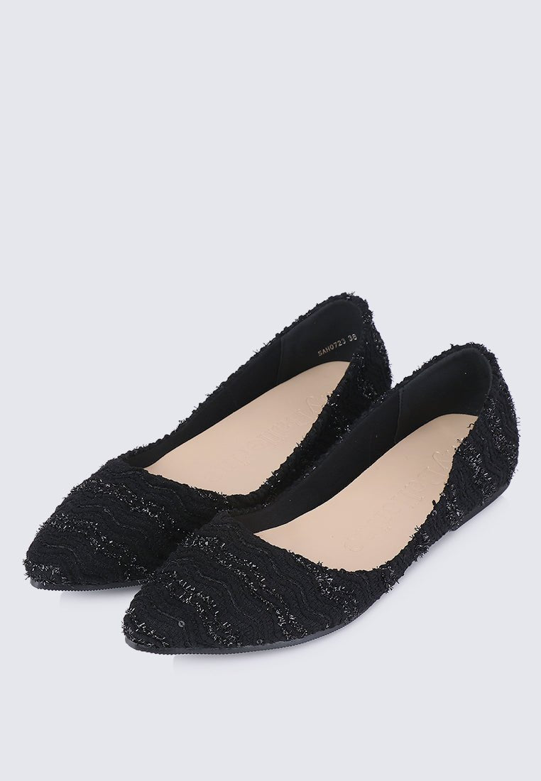 Cece Tweed Comfy Ballerina In BlackShoes - myballerine