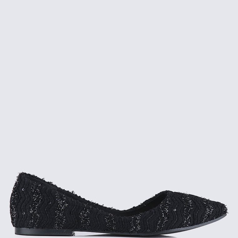 Cece Tweed Comfy Ballerina In BlackShoes - myballerine