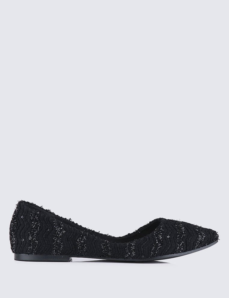 Cece Tweed Comfy Ballerina In BlackShoes - myballerine