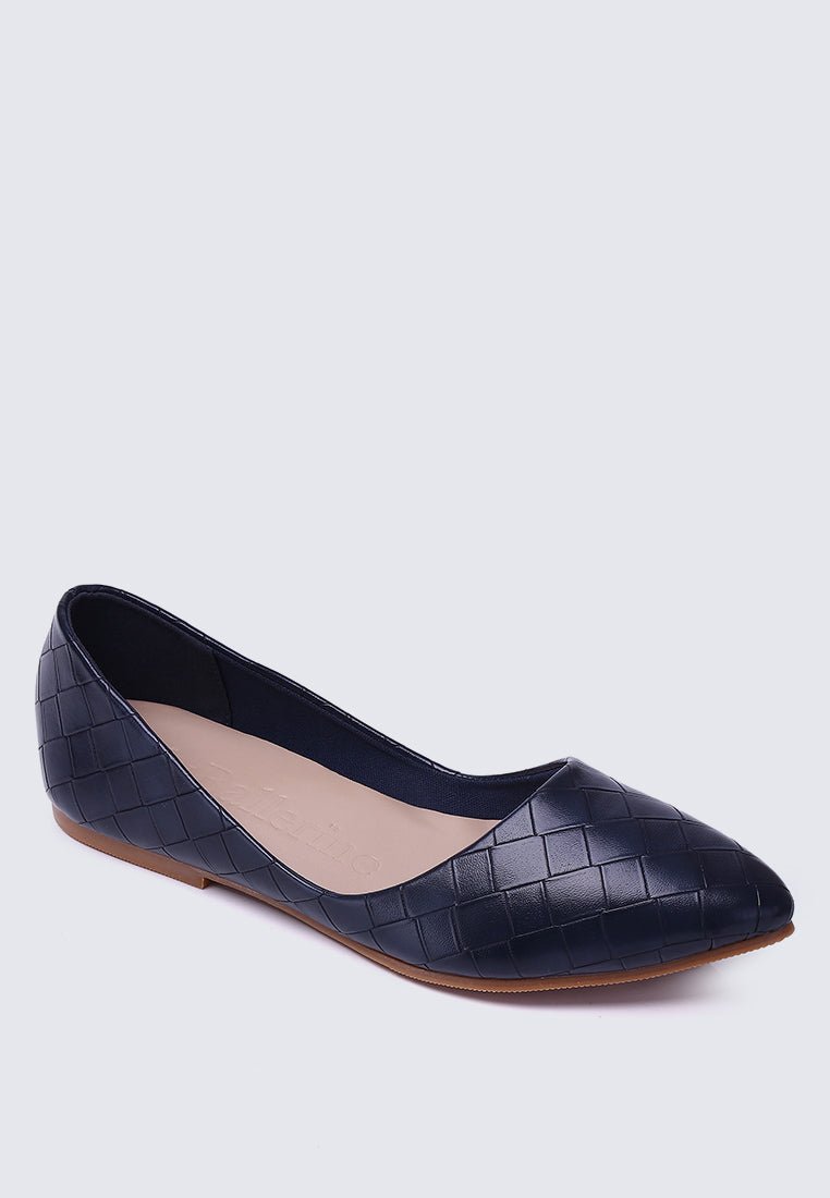 Cece Weave Comfy Ballerina In Navy - myballerine