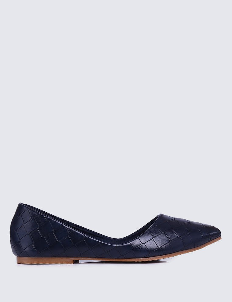 Cece Weave Comfy Ballerina In Navy - myballerine