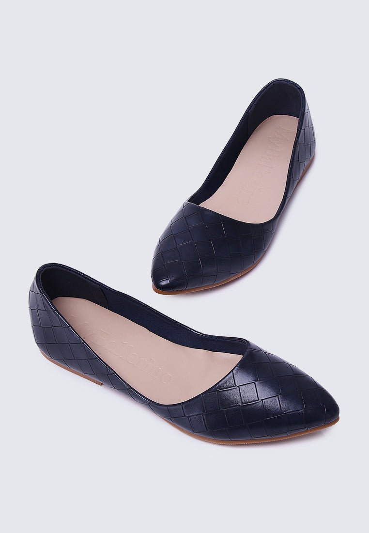 Cece Weave Comfy Ballerina In Navy - myballerine