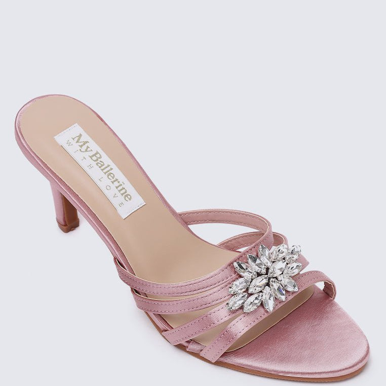 Denese Comfy Heels In Nude Pink - myballerine